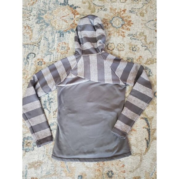 Avalanche Woman's 1/4 Zip Pullover Sweater Size Small Hooded Teal Gray Stripes - Picture 6 of 12